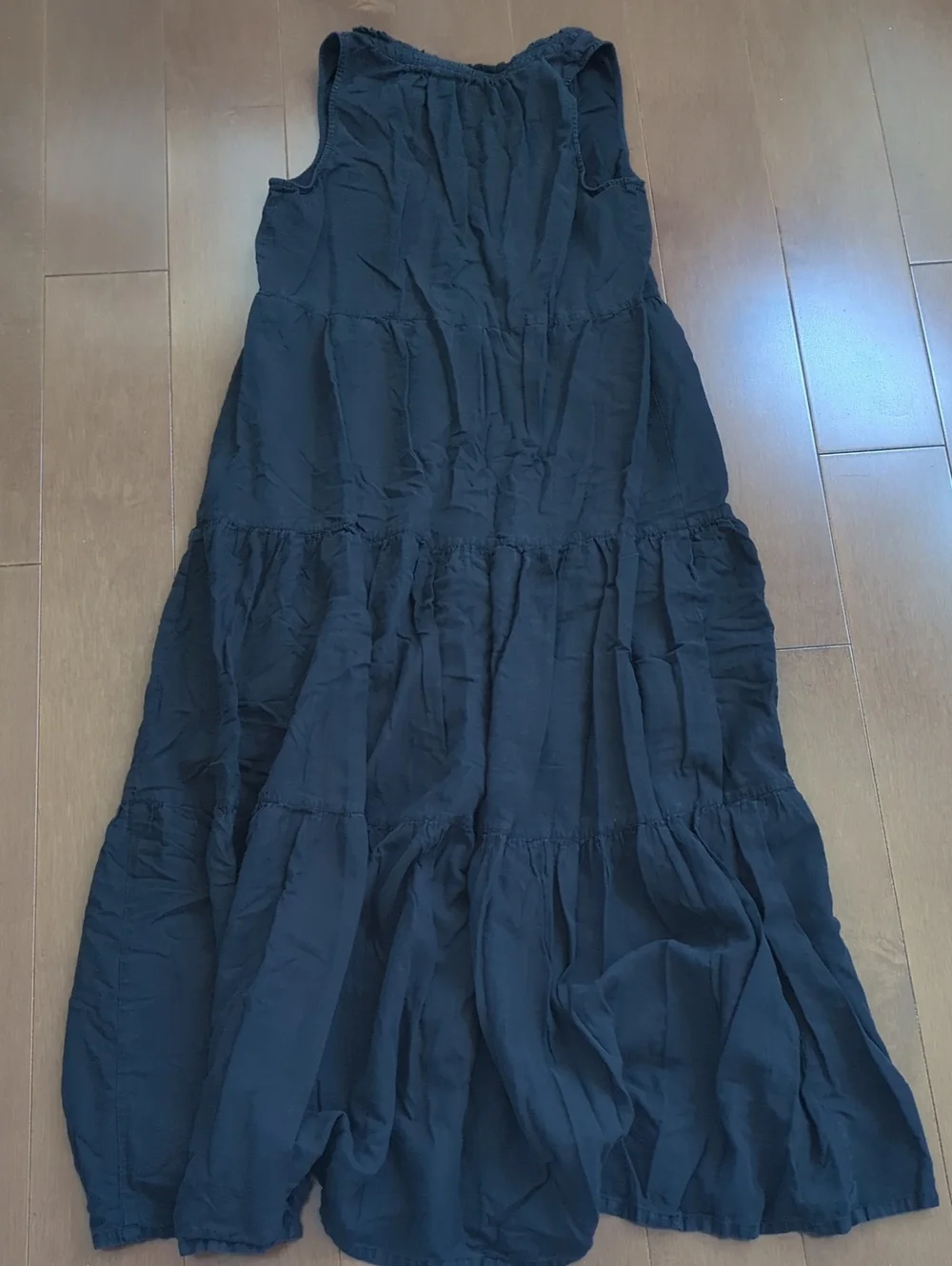 Maxi Dress Linen Blend EUC Black - Picture 3 of 4